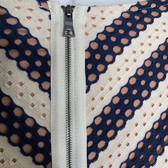 Fit and Flare mini open work dress with exposed zipper - Picture 4 of 10